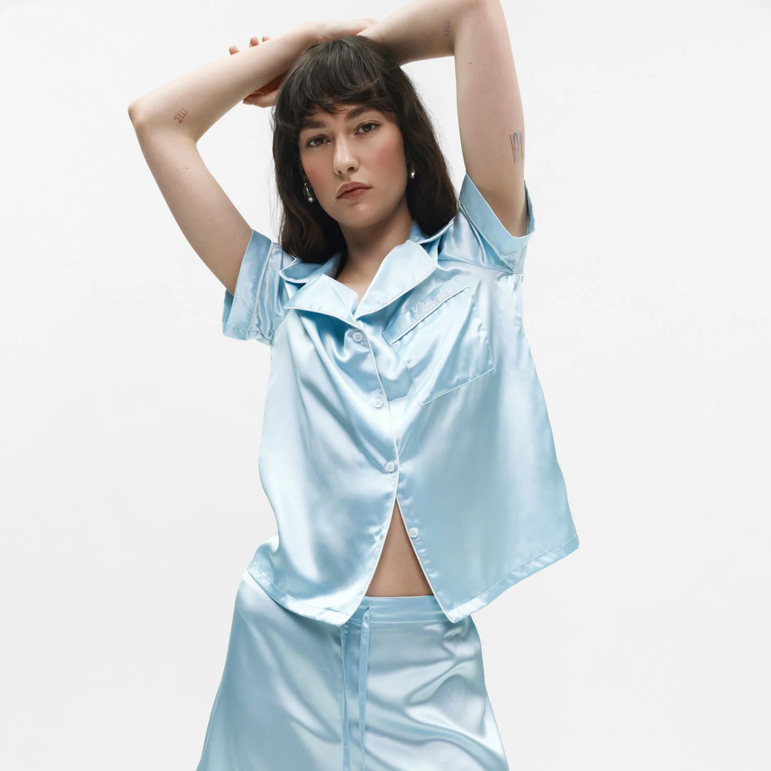Organic Silk Embroidered Pajama Set - Image 30