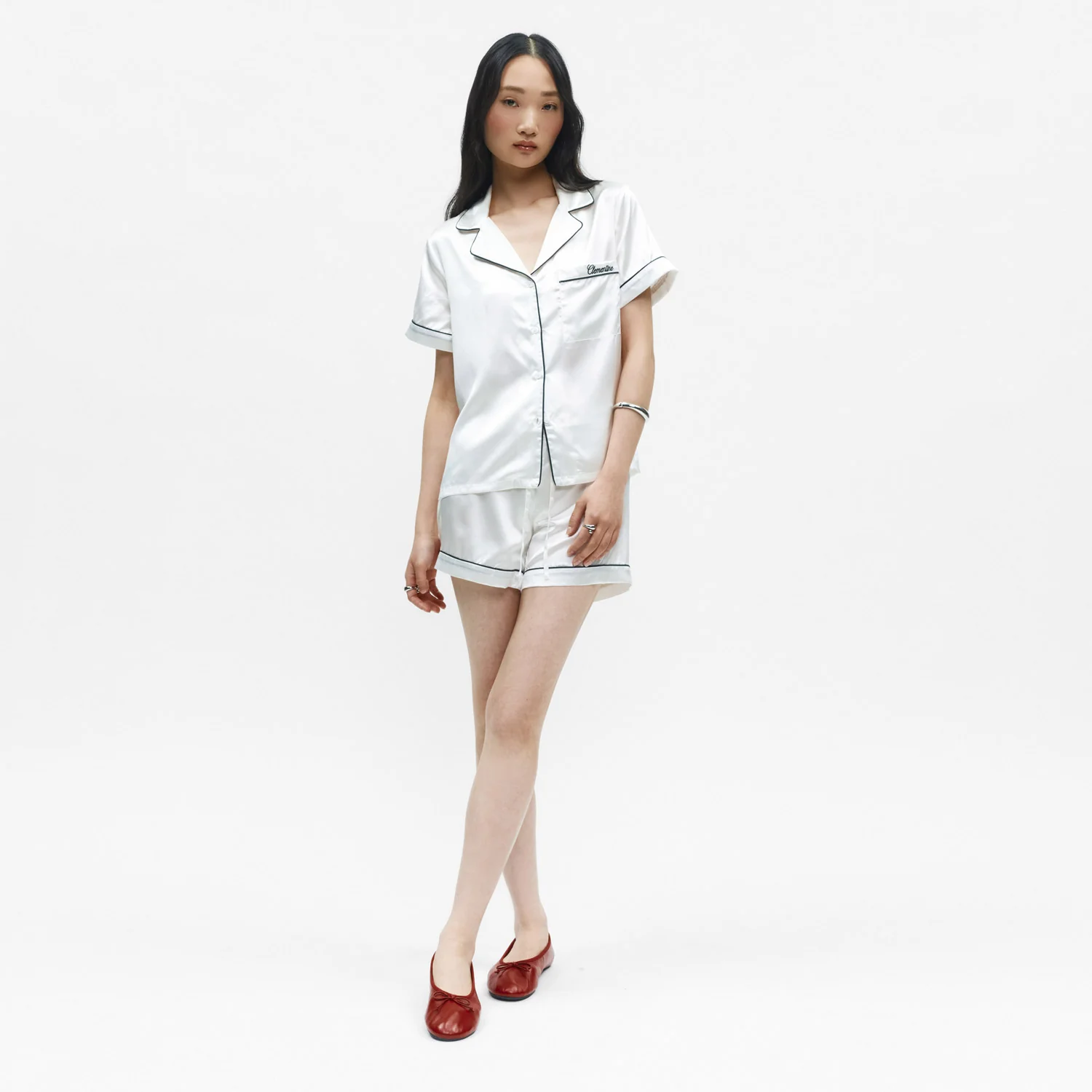 Organic Silk Embroidered Pajama Set - Image 4