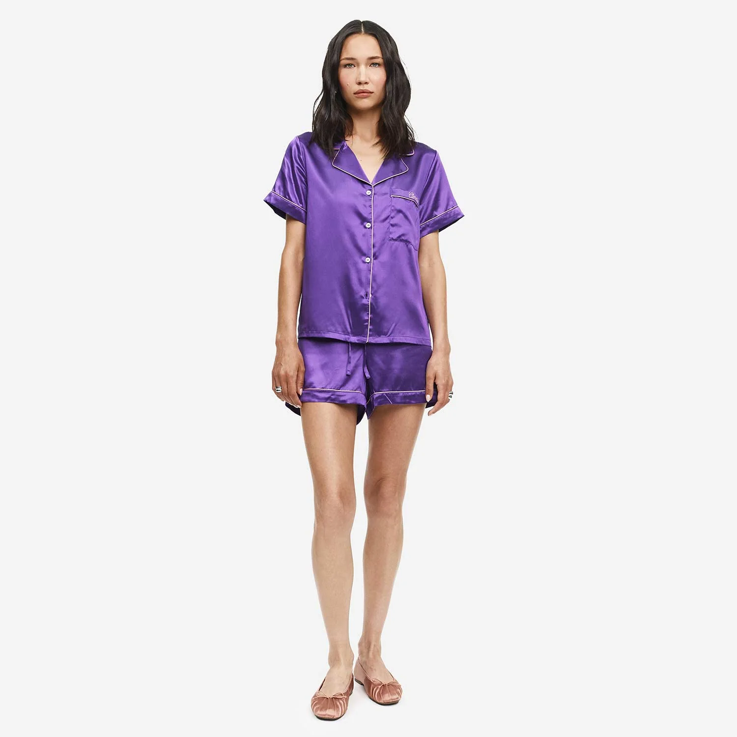 Organic Silk Embroidered Pajama Set - Image 49