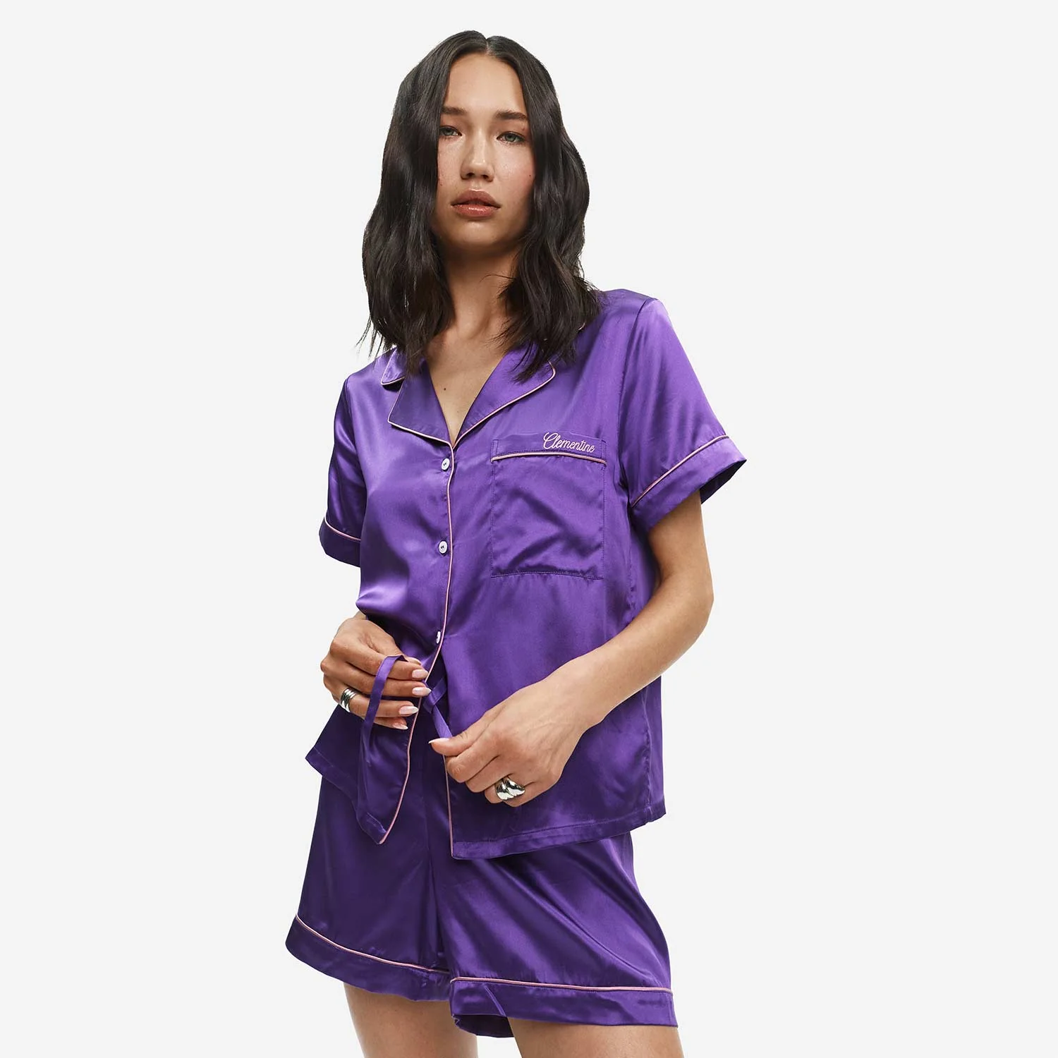 Organic Silk Embroidered Pajama Set - Image 55