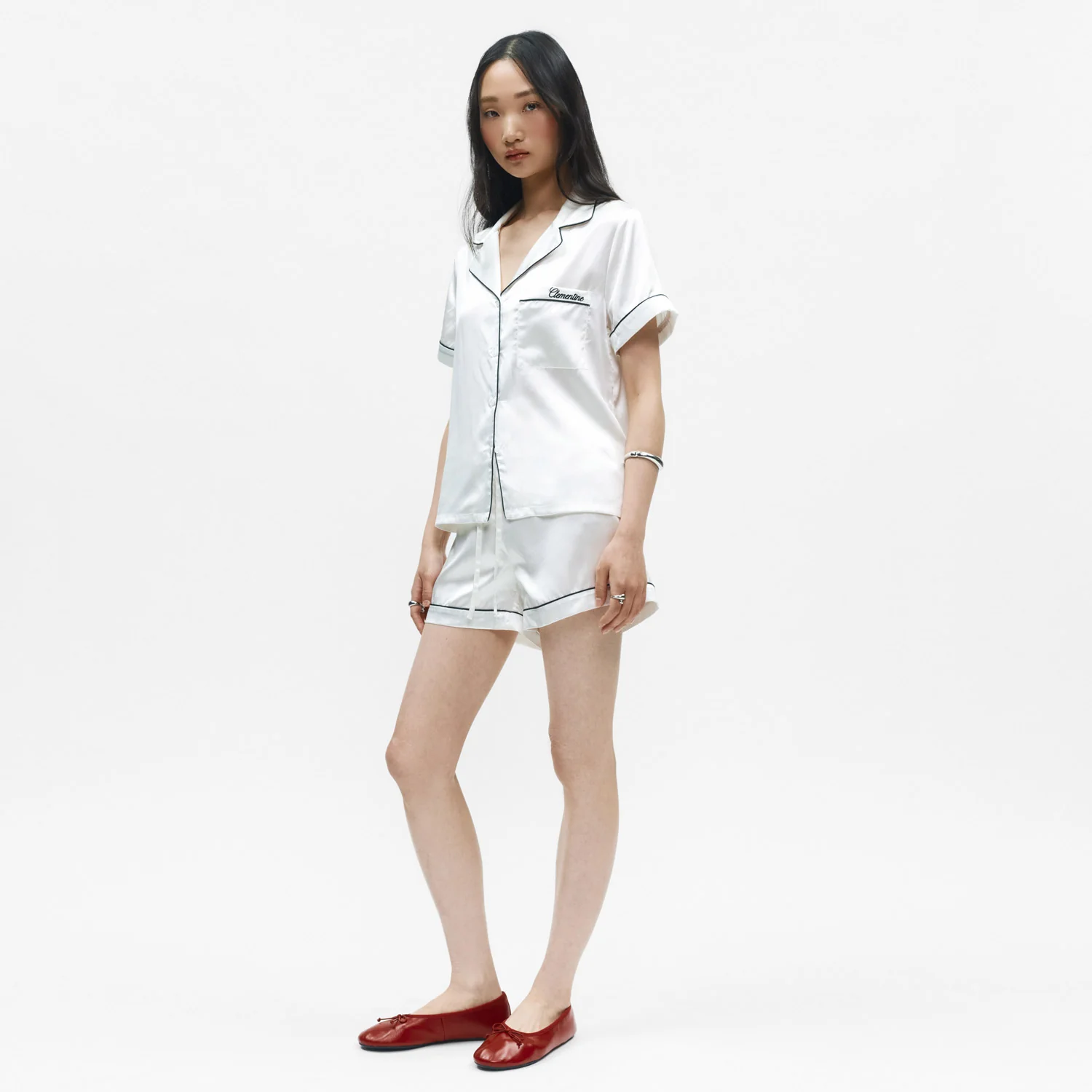 Organic Silk Embroidered Pajama Set - Image 9