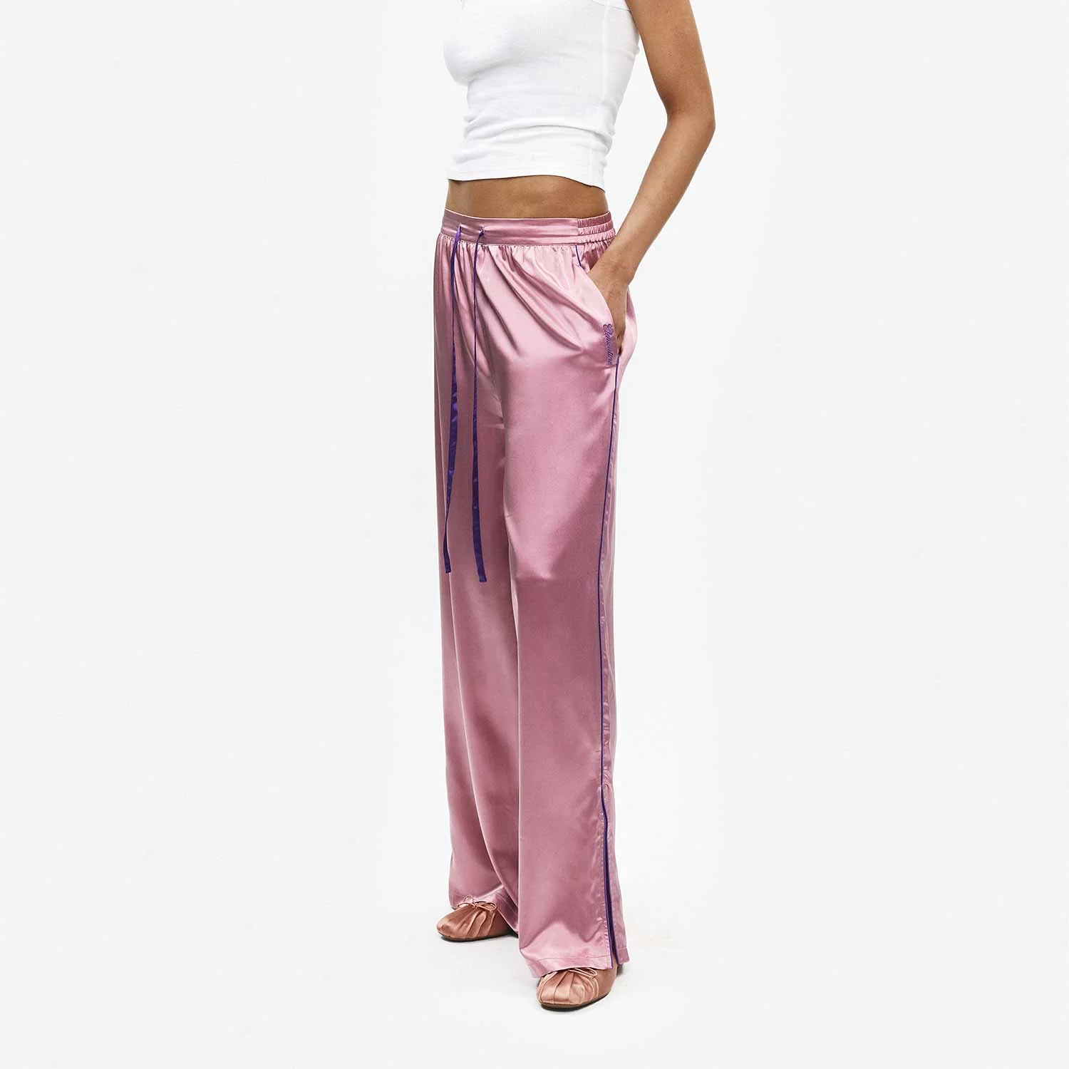 Organic Silk Long Pajama Pants - Image 40