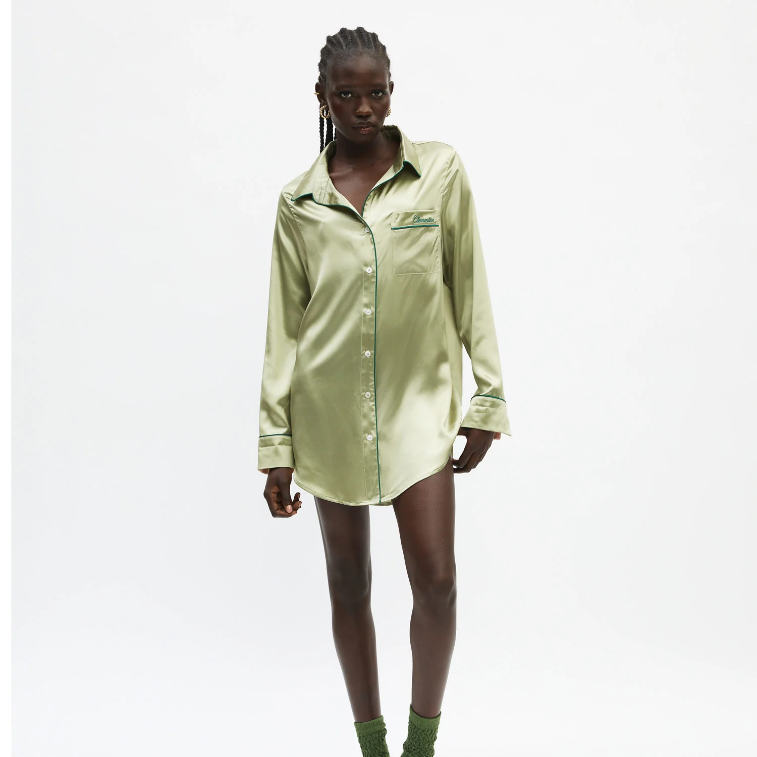Organic Silk Long Pajama Shirt - Image 15