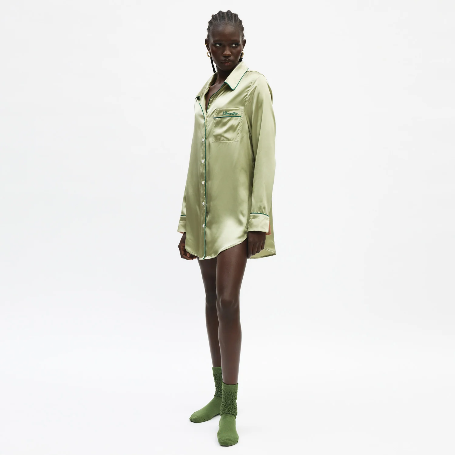 Organic Silk Long Pajama Shirt - Image 17