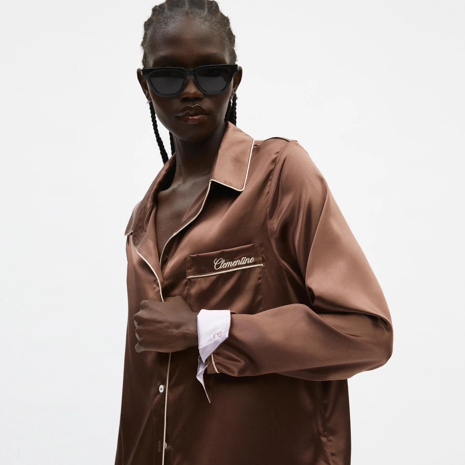 Organic Silk Long Pajama Shirt - Image 28