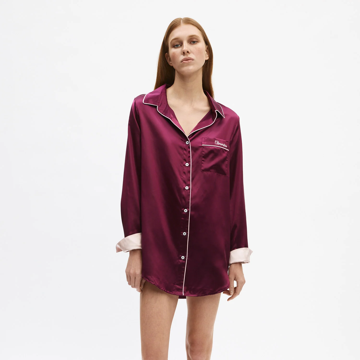 Organic Silk Long Pajama Shirt - Image 3
