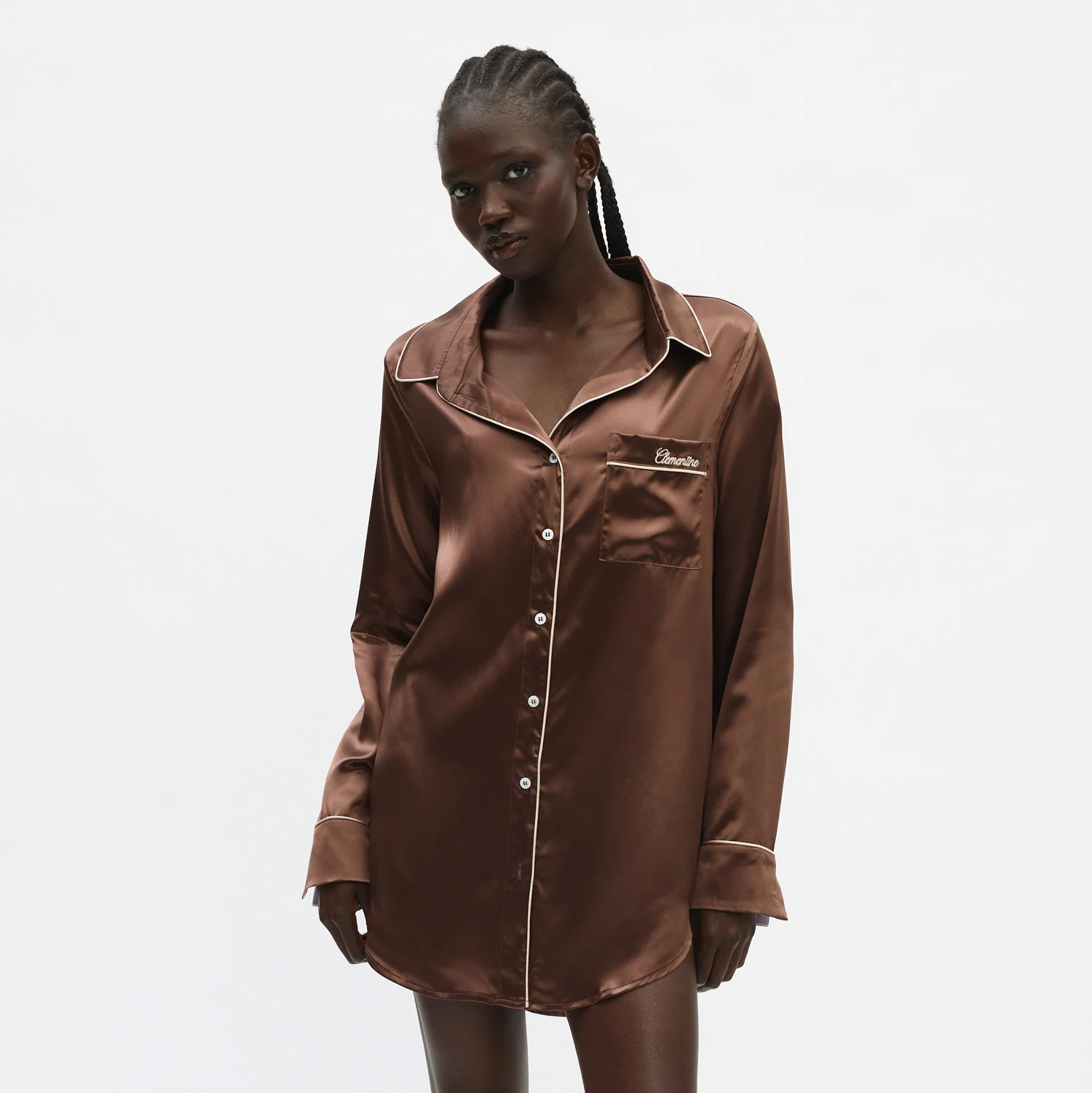 Organic Silk Long Pajama Shirt - Image 30