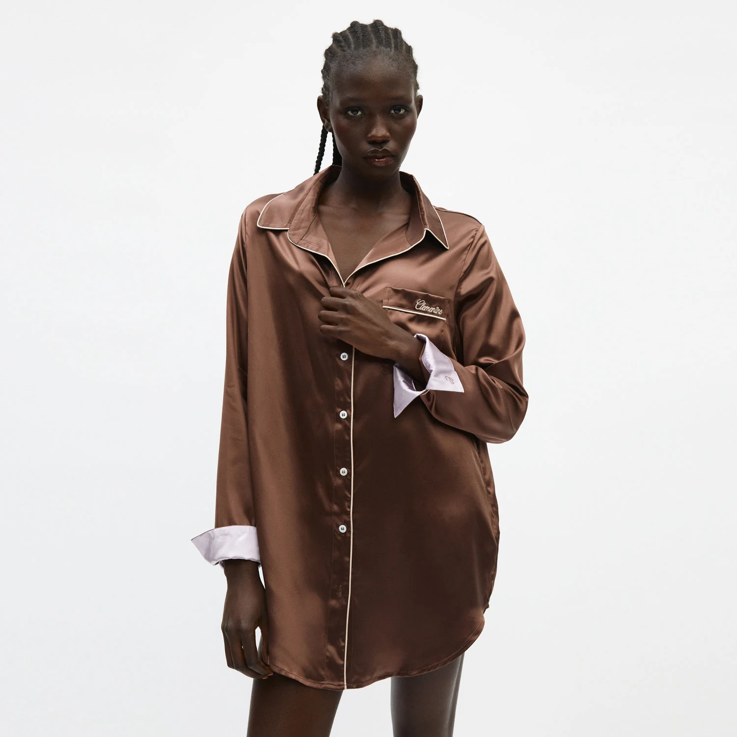 Organic Silk Long Pajama Shirt - Image 31