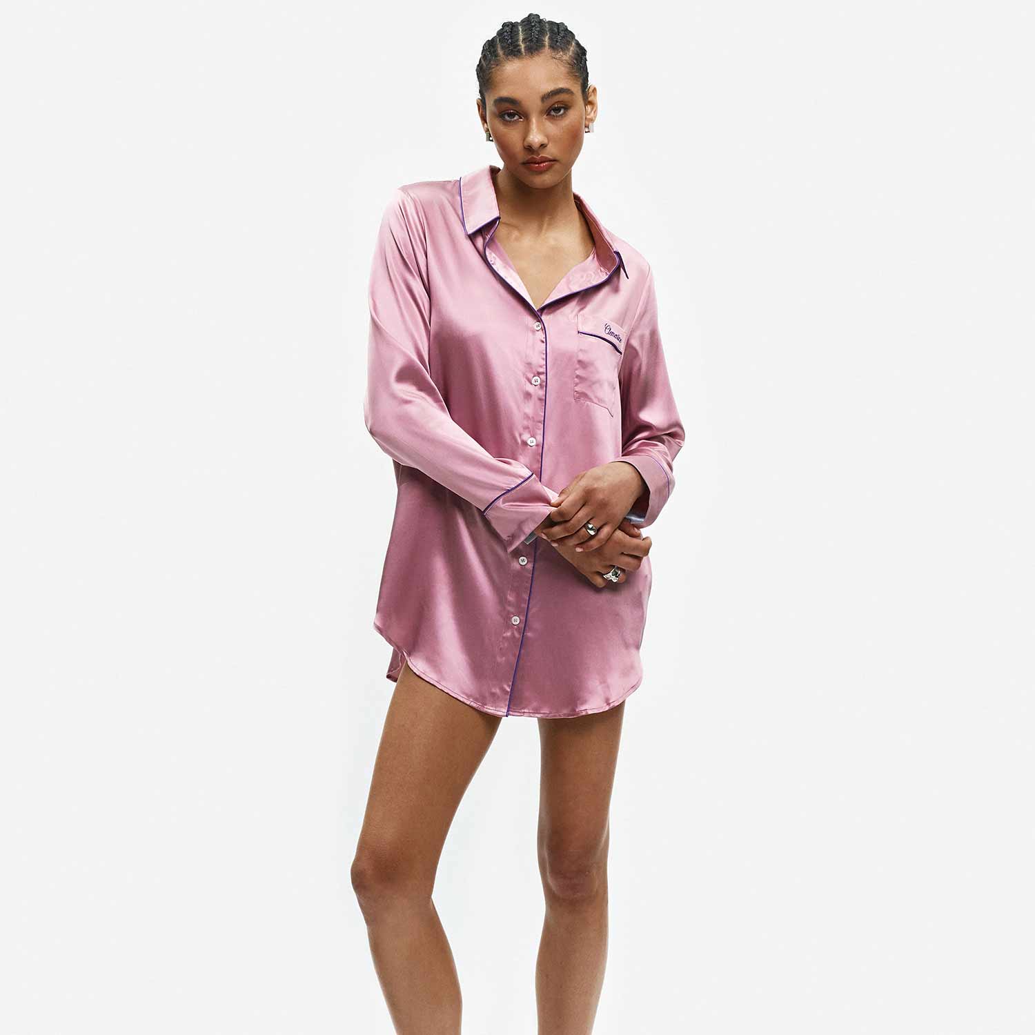 Organic Silk Long Pajama Shirt - Image 37