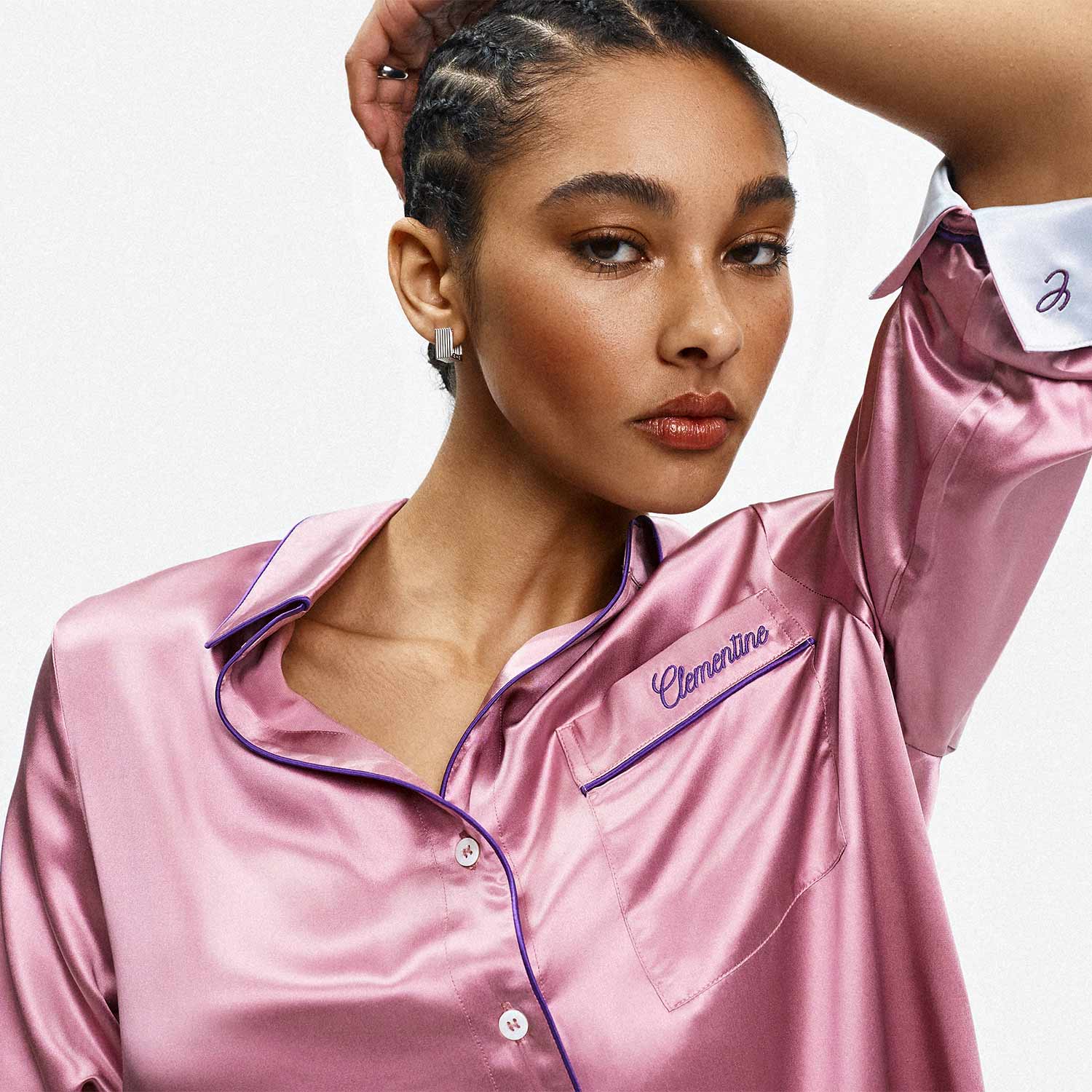 Organic Silk Long Pajama Shirt - Image 38