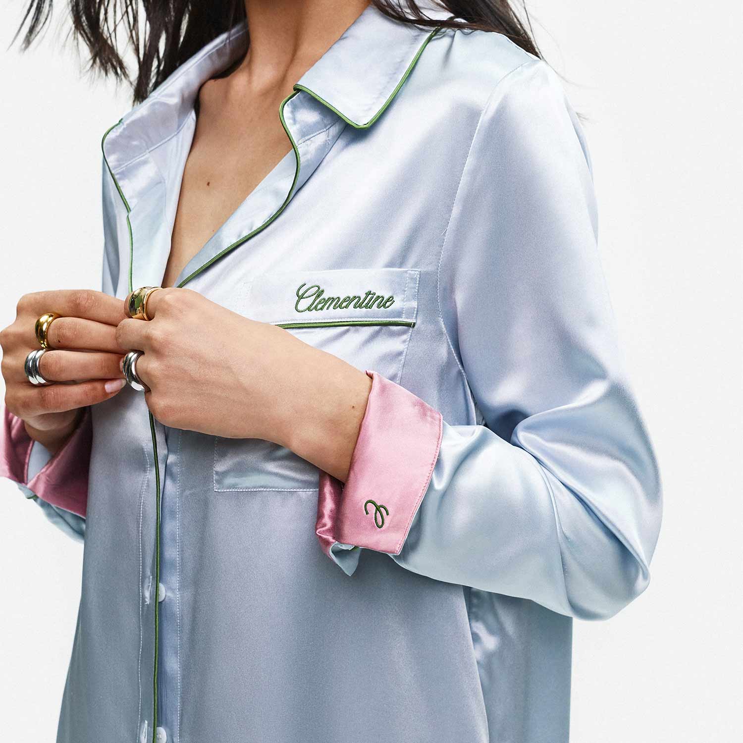 Organic Silk Long Pajama Shirt - Image 45