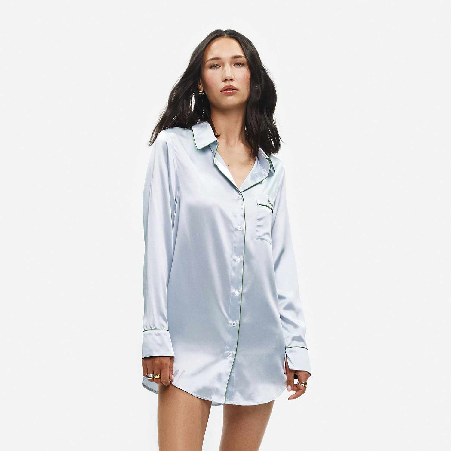 Organic Silk Long Pajama Shirt - Image 49