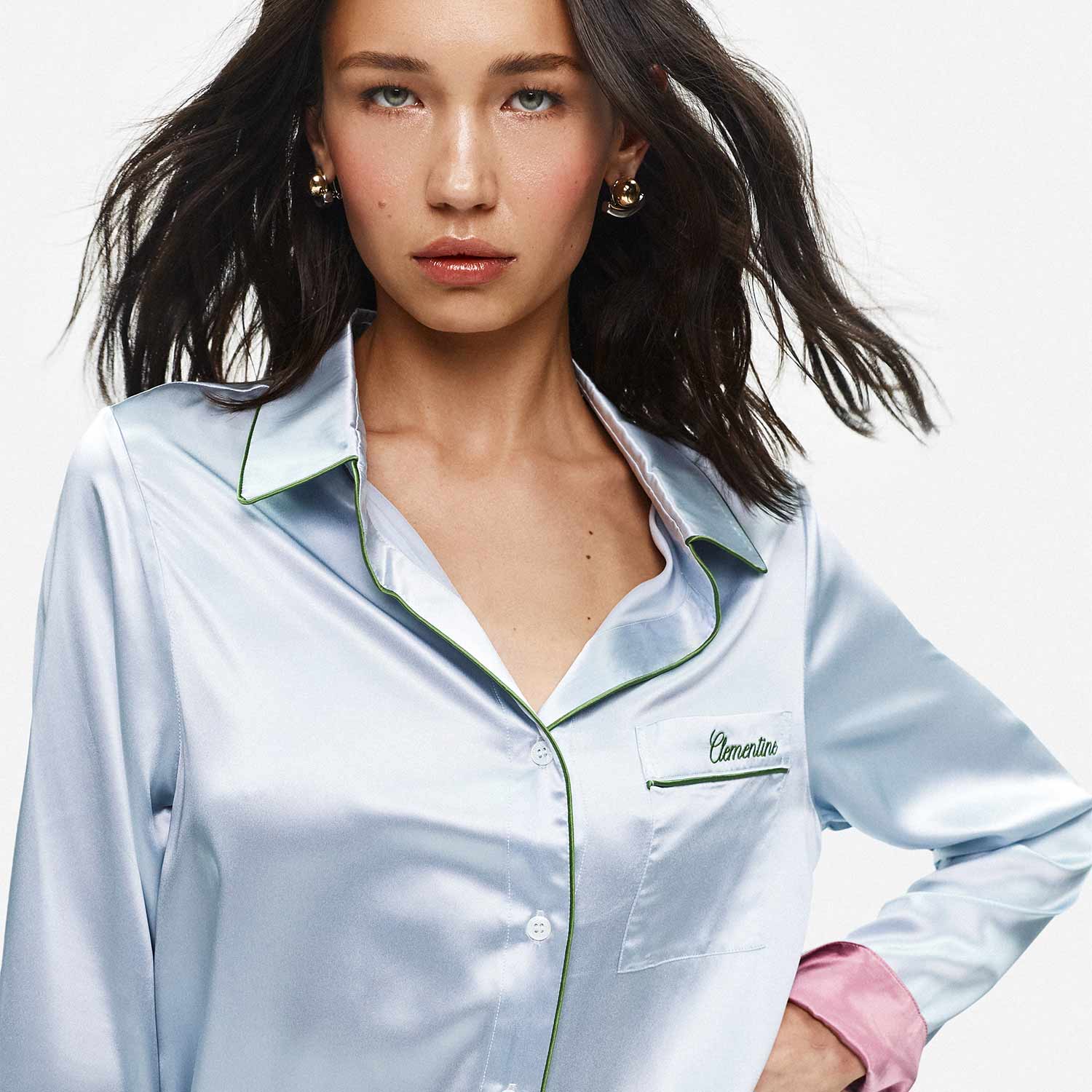 Organic Silk Long Pajama Shirt - Image 50