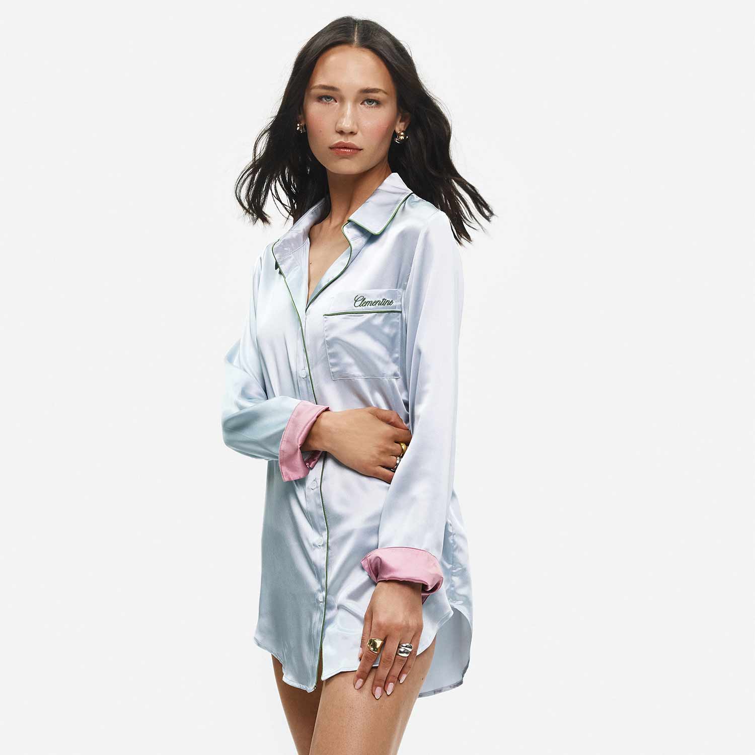 Organic Silk Long Pajama Shirt - Image 51