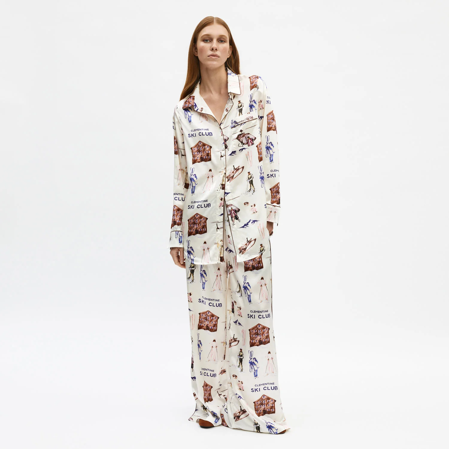 Ski Club Silk Long Pajama Set