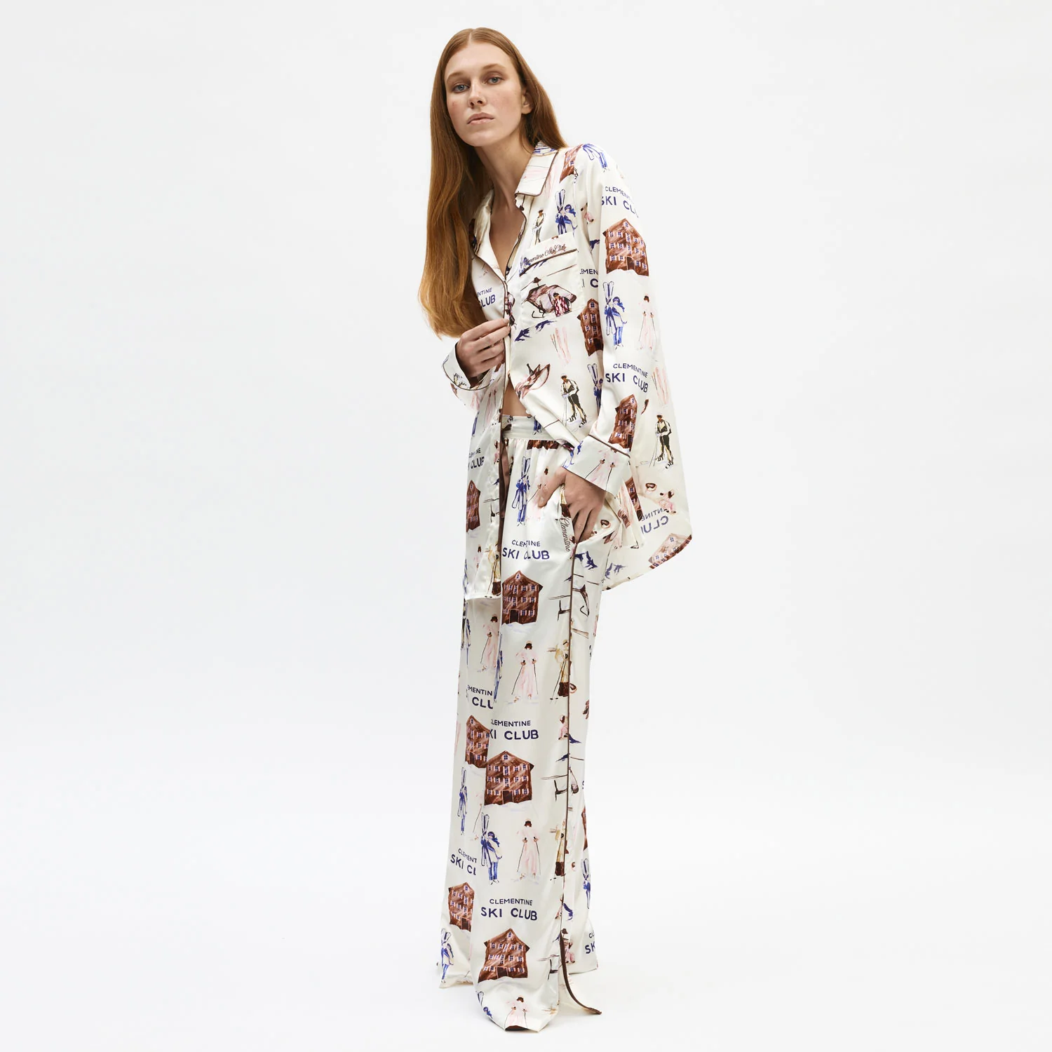 Ski Club Silk Long Pajama Set - Image 2