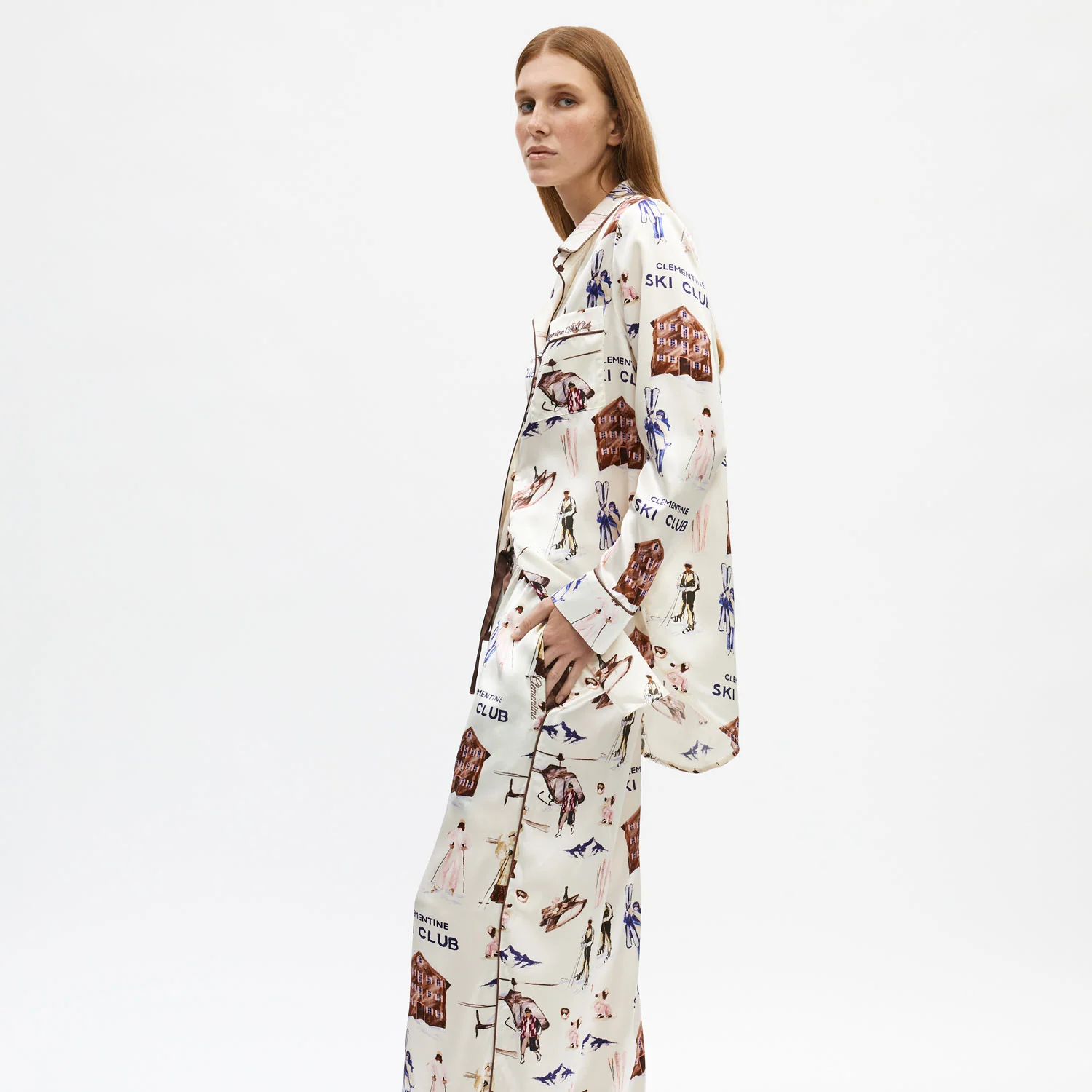 Ski Club Silk Long Pajama Set - Image 3